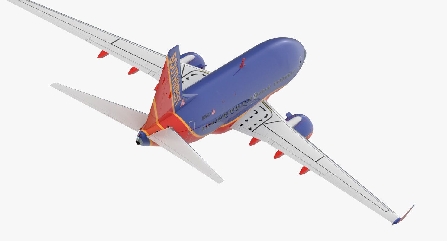 Boeing 737 600 with Interior Southwest Airlines Rigged 3D model