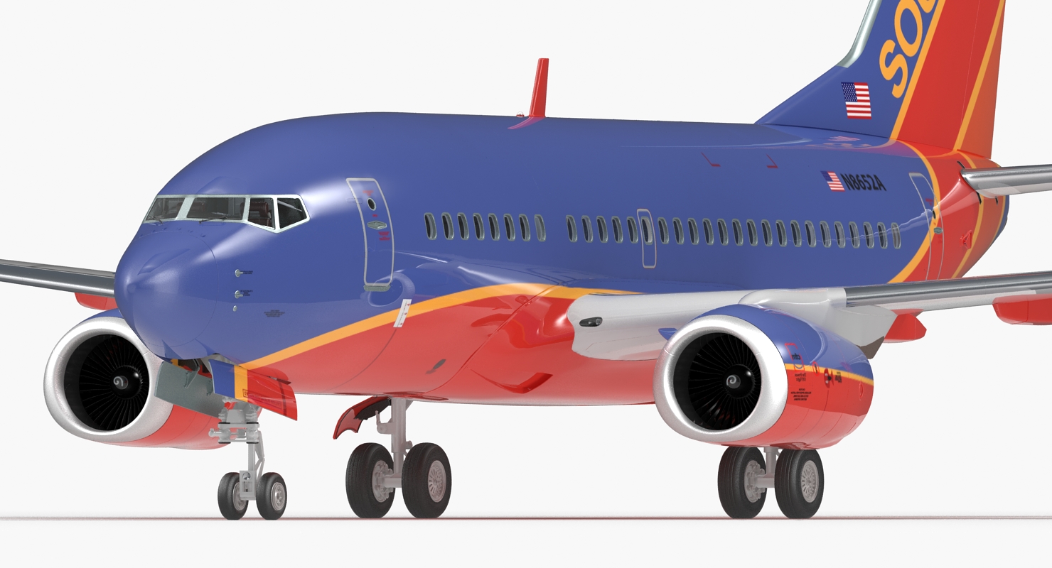 Boeing 737 600 with Interior Southwest Airlines Rigged 3D model