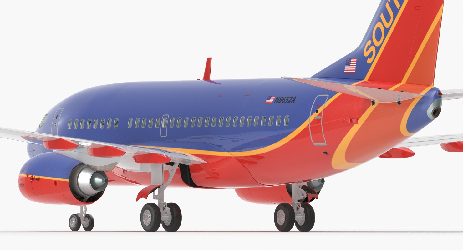 Boeing 737 600 with Interior Southwest Airlines Rigged 3D model