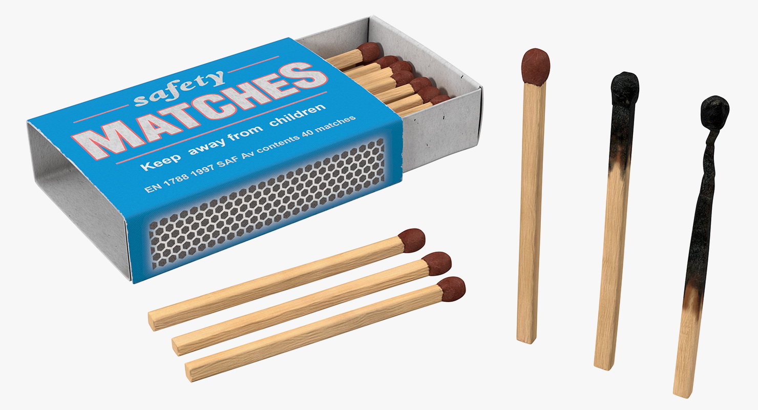 3D Safety Matches Set model