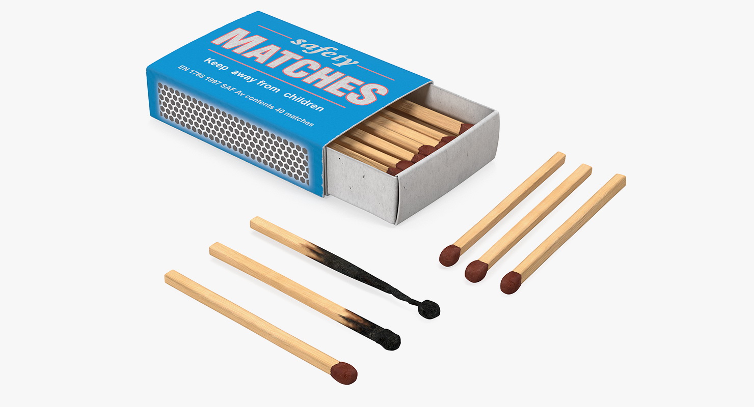 3D Safety Matches Set model
