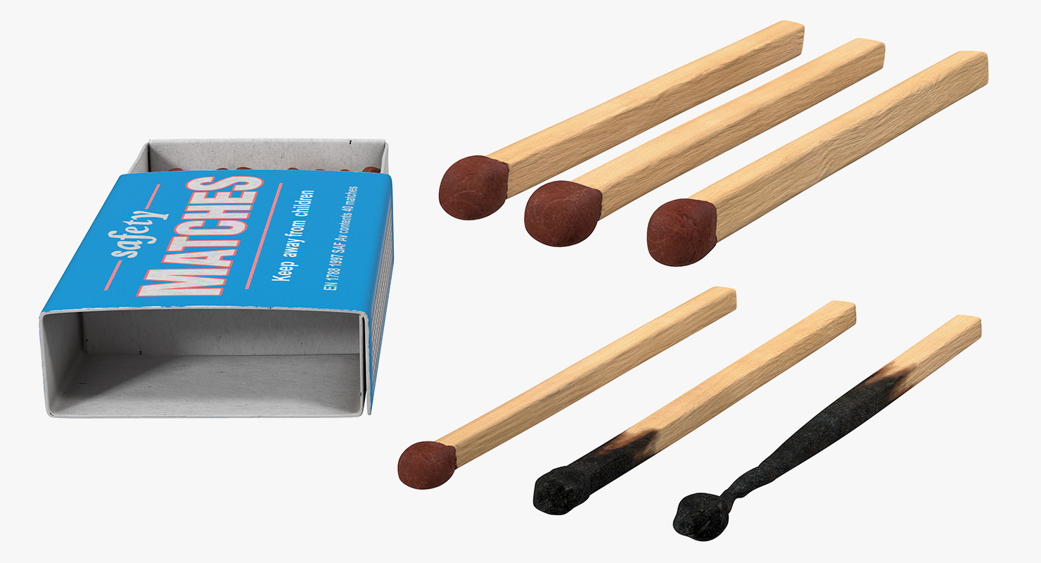 3D Safety Matches Set model