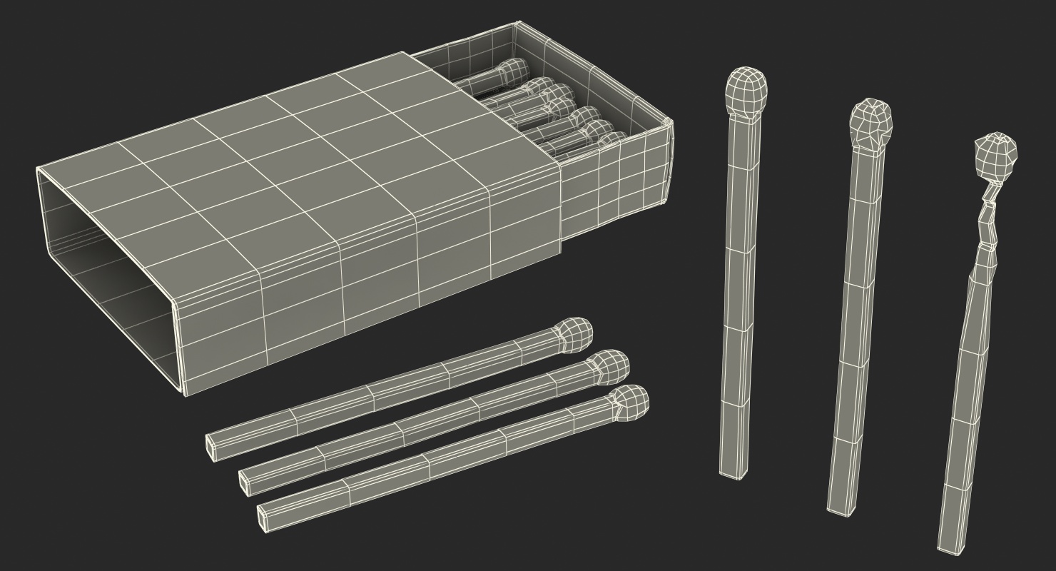 3D Safety Matches Set model