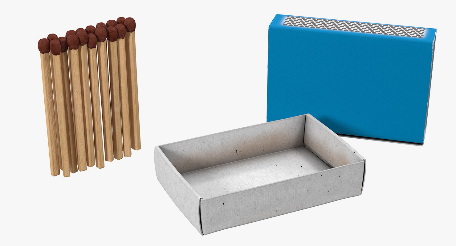 3D Safety Matches Set model