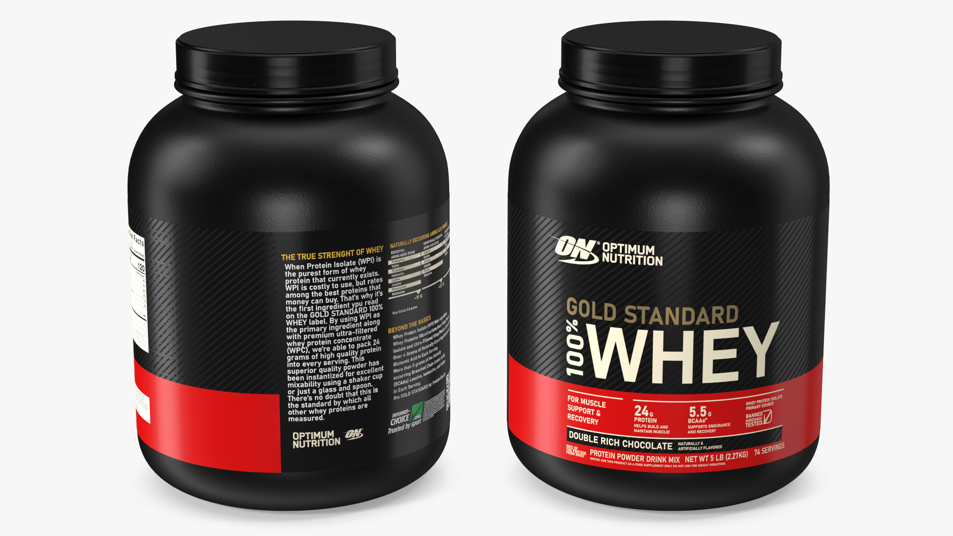 3D Optimum Nutrition Gold Standard Whey Protein 5lb model