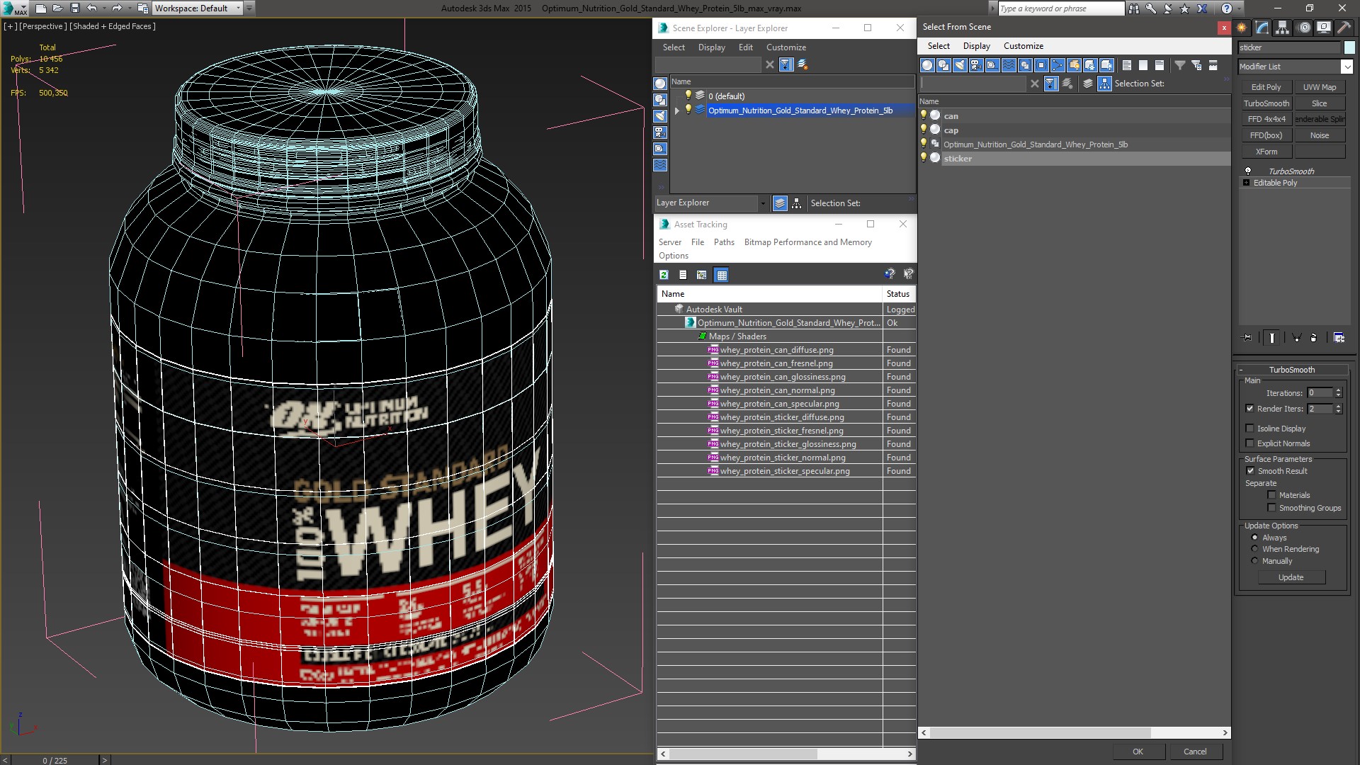 3D Optimum Nutrition Gold Standard Whey Protein 5lb model