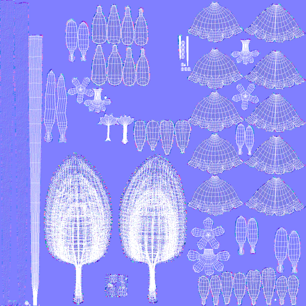 3D model White Foxglove Plants Set
