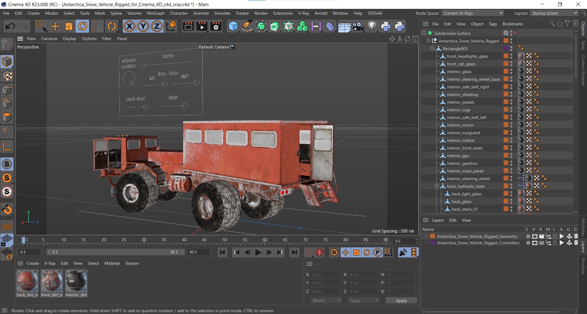 Antarctica Snow Vehicle Rigged for Cinema 4D 3D model