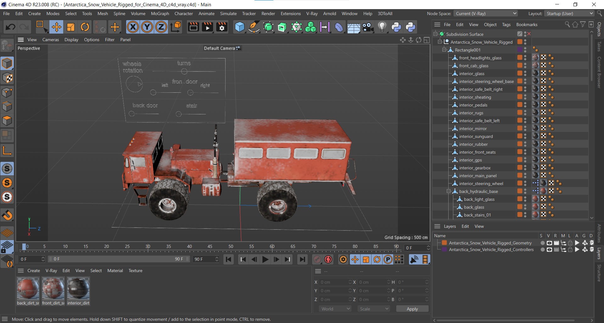 Antarctica Snow Vehicle Rigged for Cinema 4D 3D model