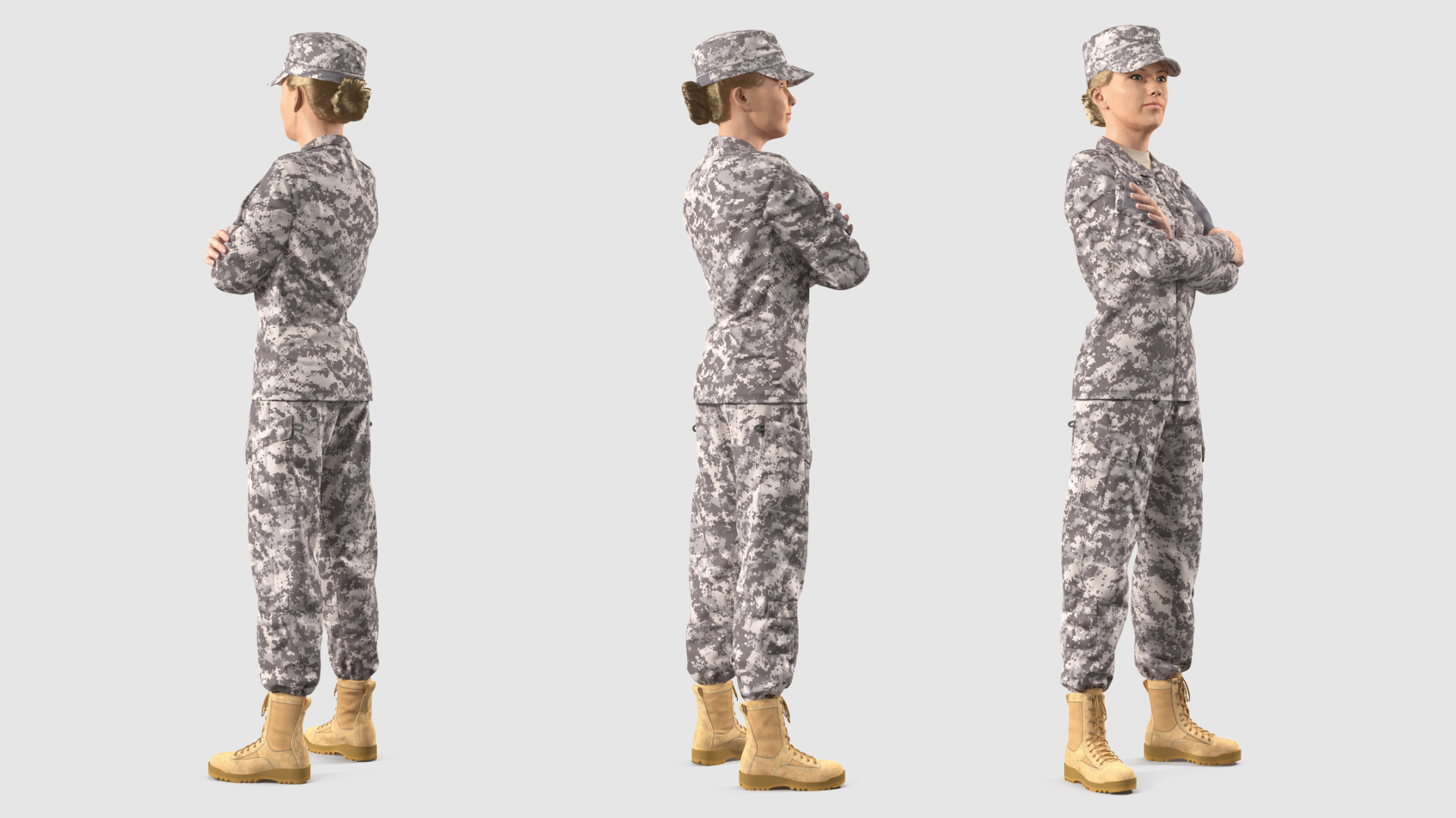3D Female Soldier Military ACU Fur