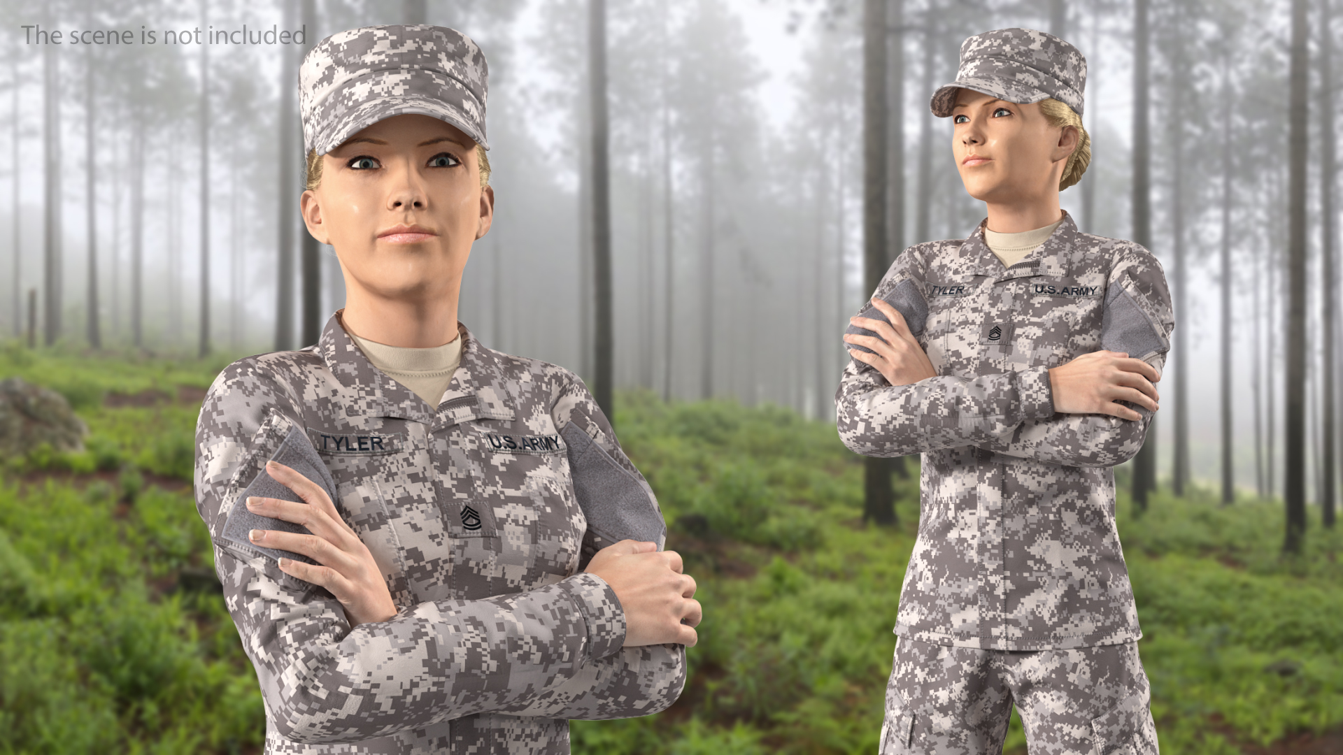3D Female Soldier Military ACU Fur