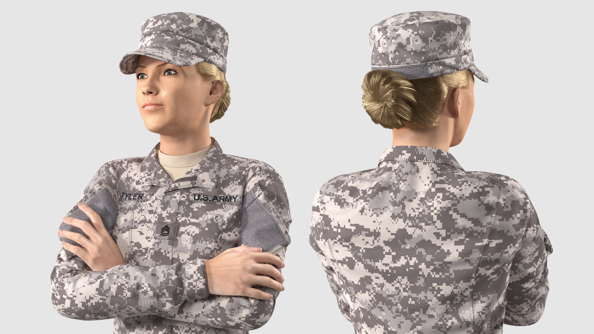 3D Female Soldier Military ACU Fur