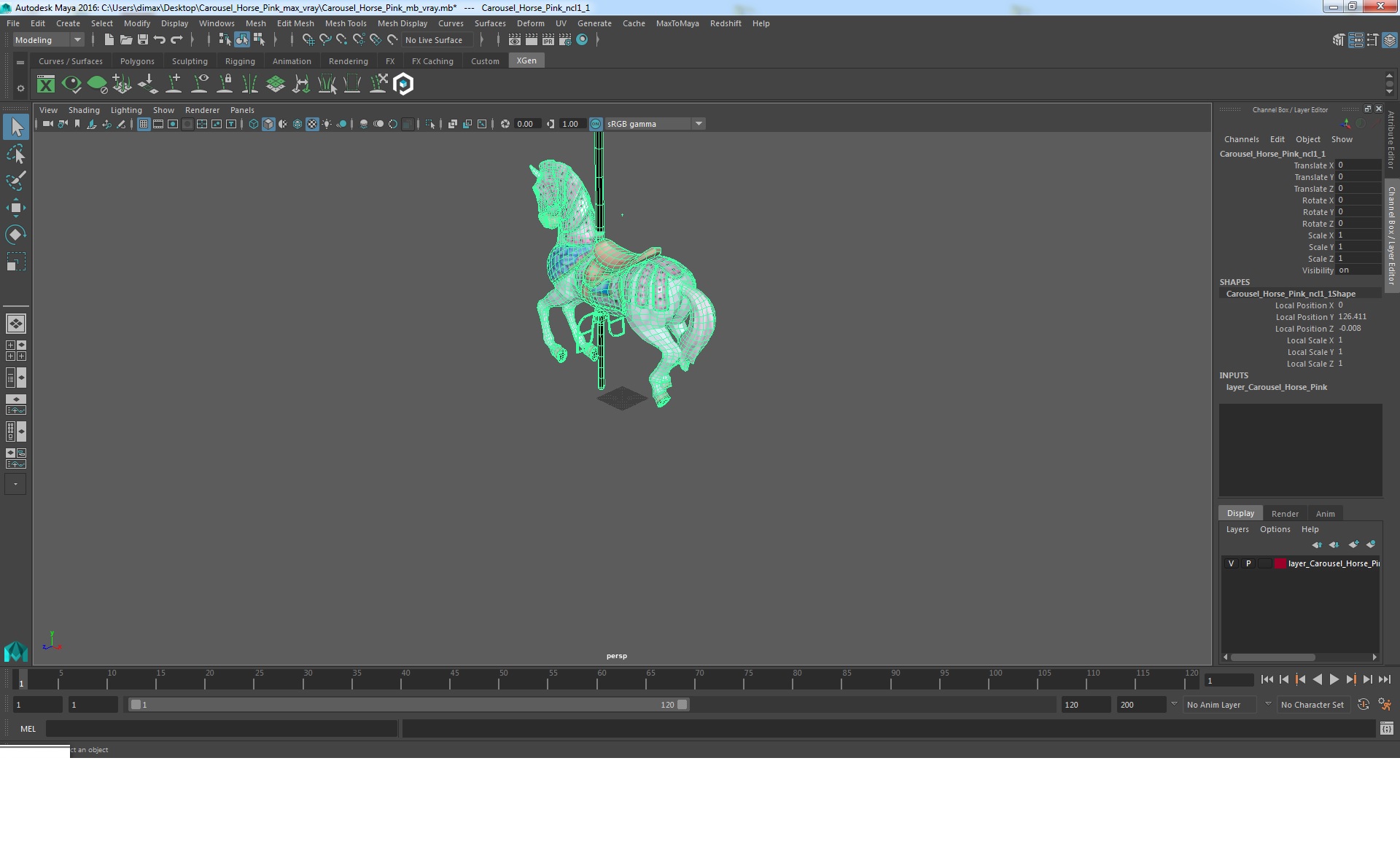 Carousel Horse Pink 3D model