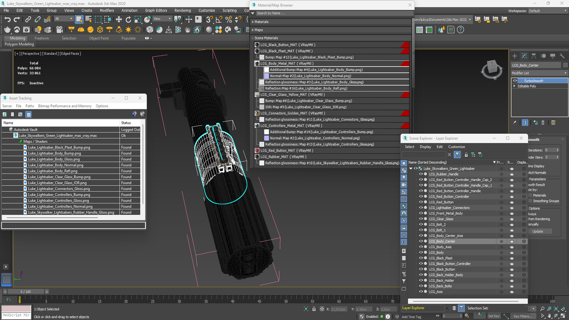 Luke Skywalkers Green Lightsaber 3D