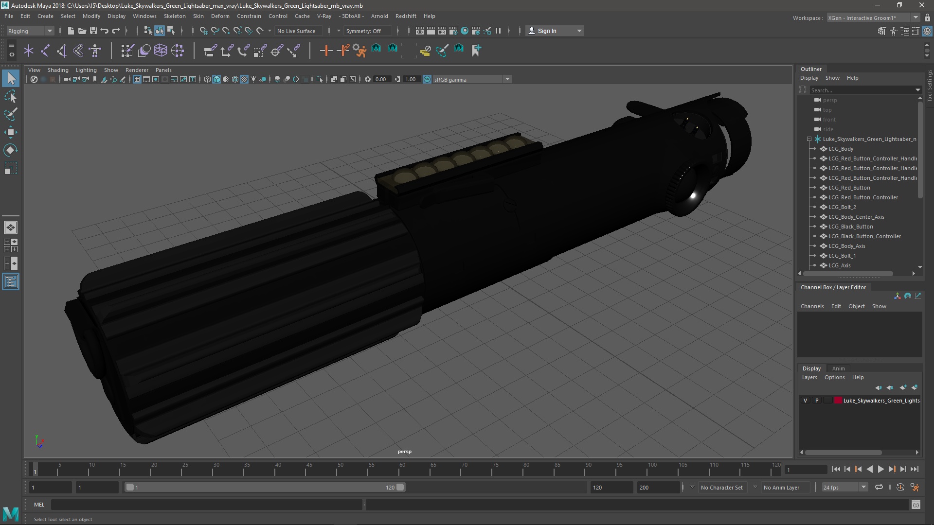 Luke Skywalkers Green Lightsaber 3D