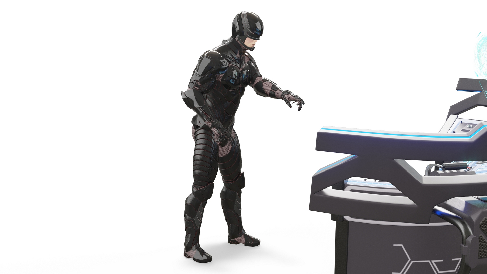3D Futuristic Control Panel with Operator model