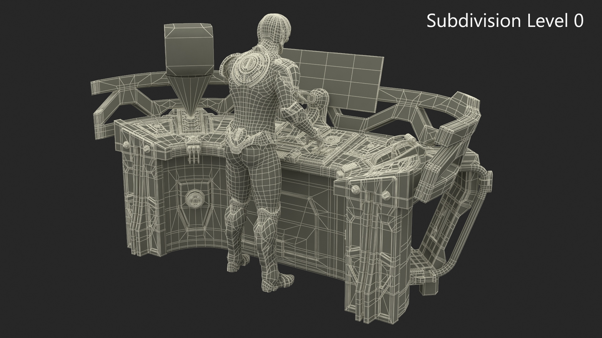 3D Futuristic Control Panel with Operator model