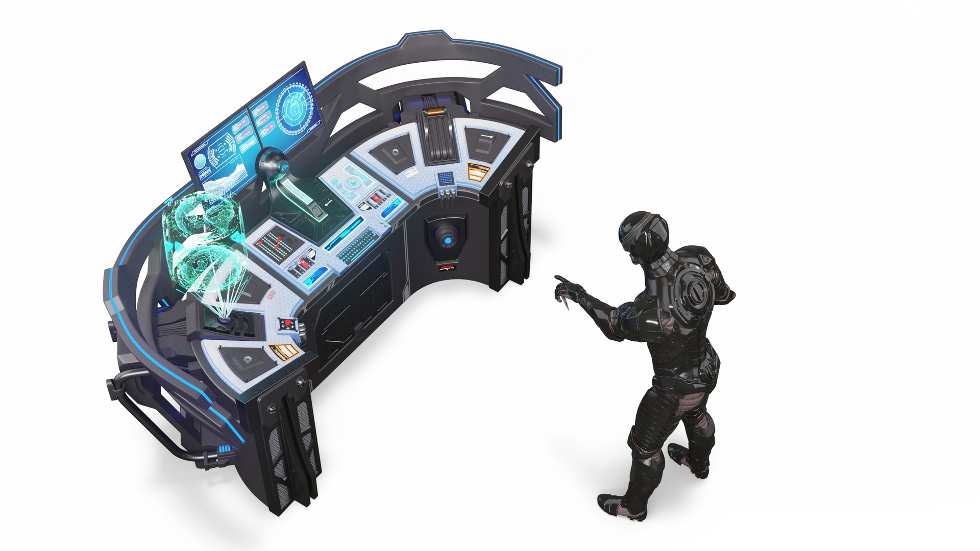 3D Futuristic Control Panel with Operator model