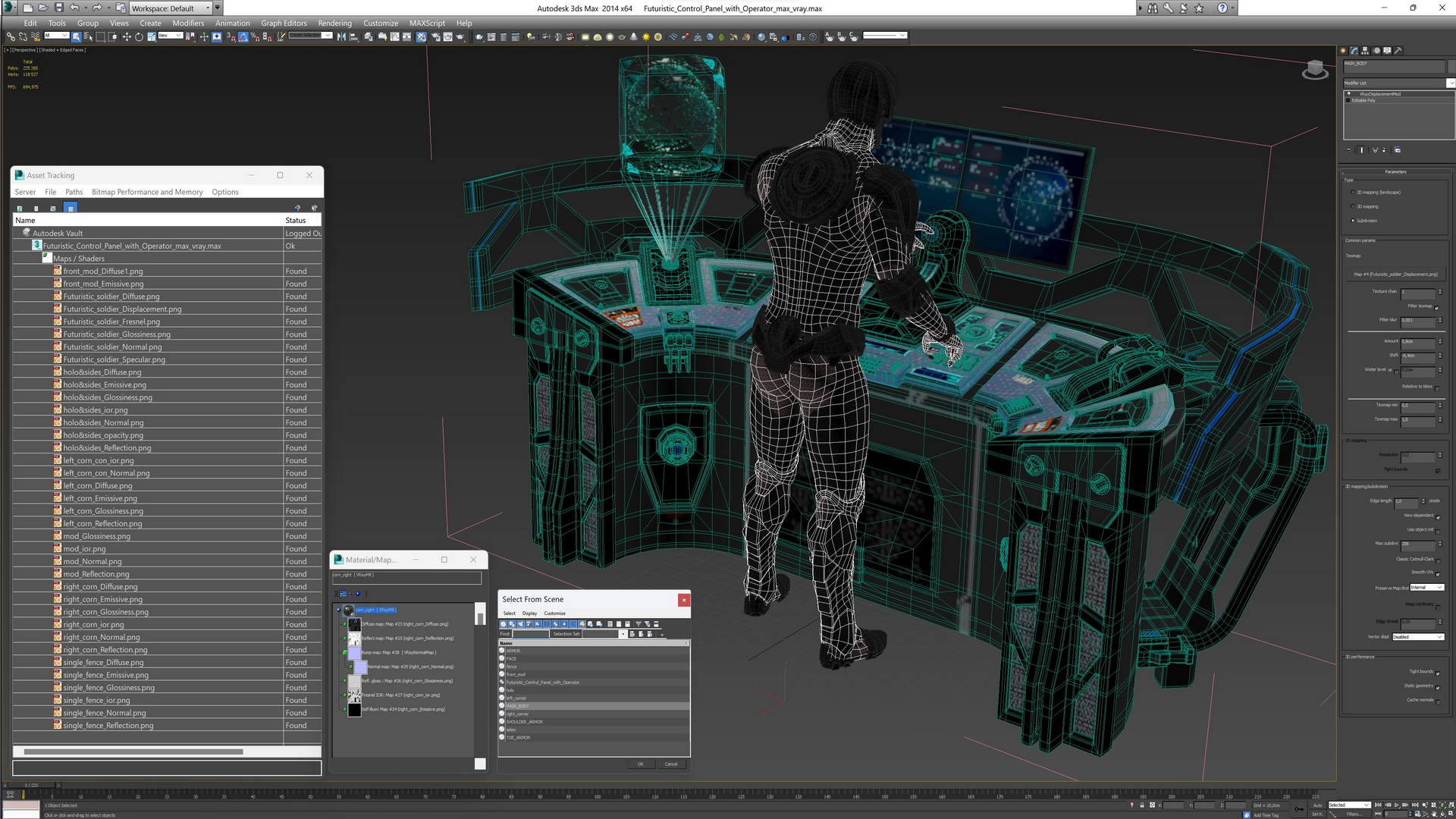 3D Futuristic Control Panel with Operator model