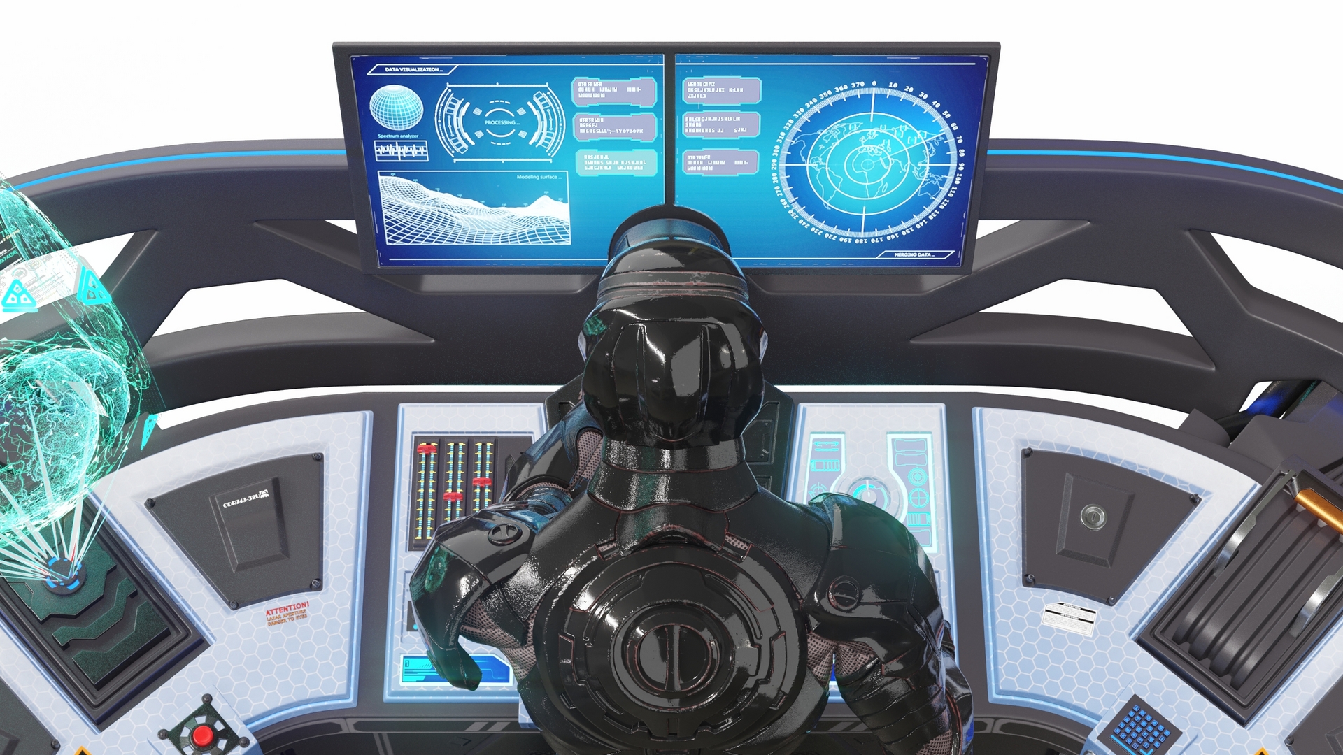 3D Futuristic Control Panel with Operator model