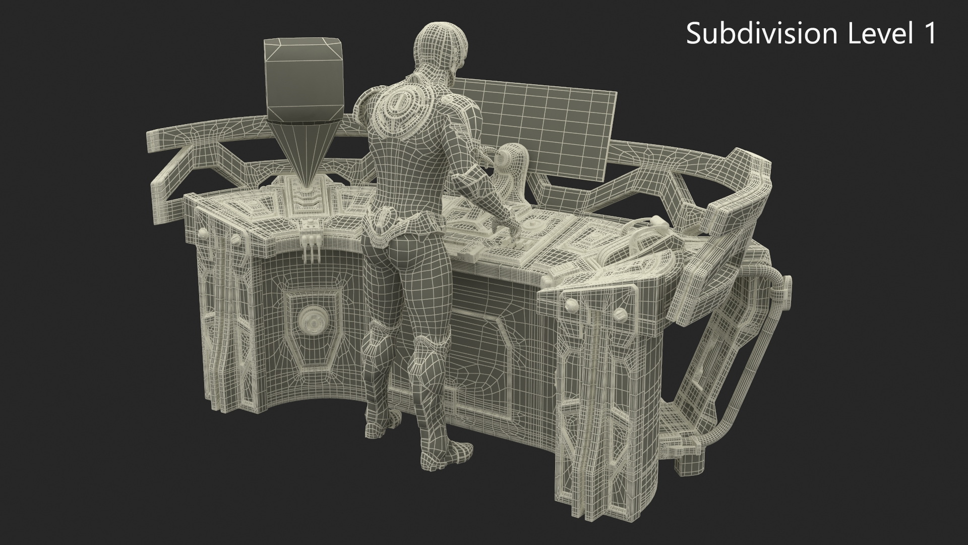 3D Futuristic Control Panel with Operator model