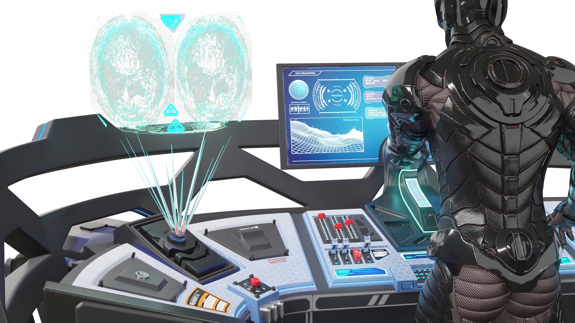 3D Futuristic Control Panel with Operator model