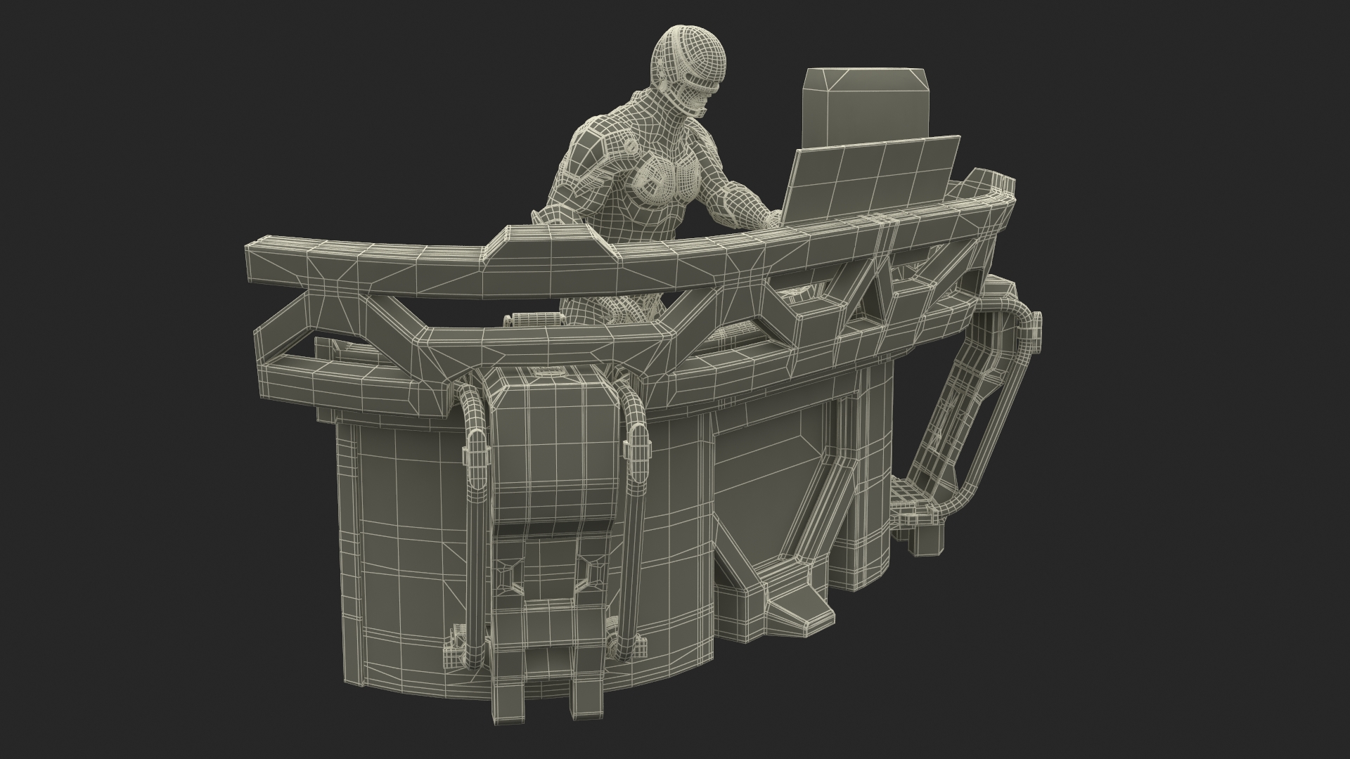 3D Futuristic Control Panel with Operator model