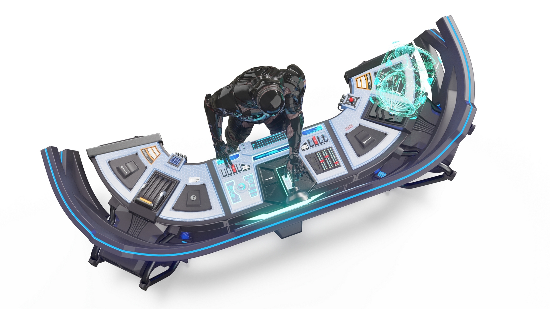 3D Futuristic Control Panel with Operator model