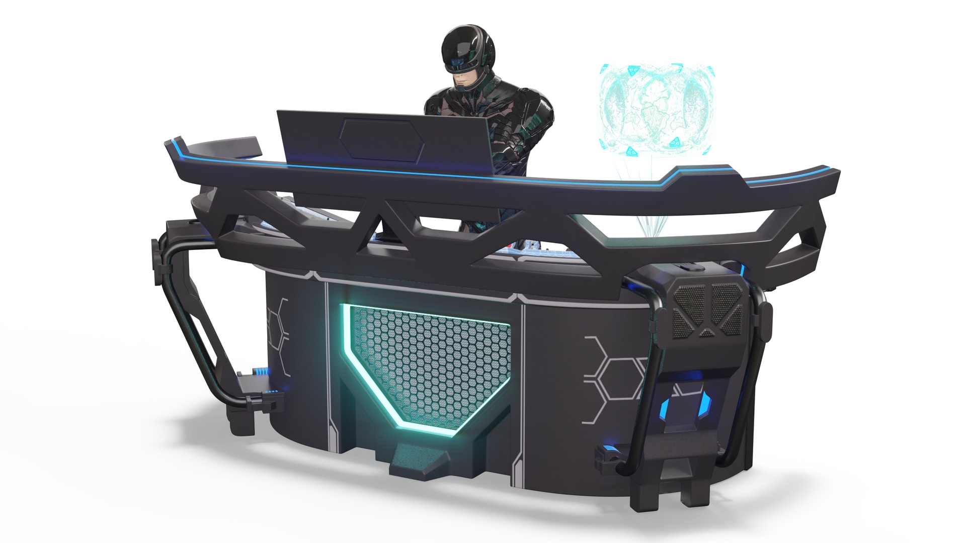 3D Futuristic Control Panel with Operator model
