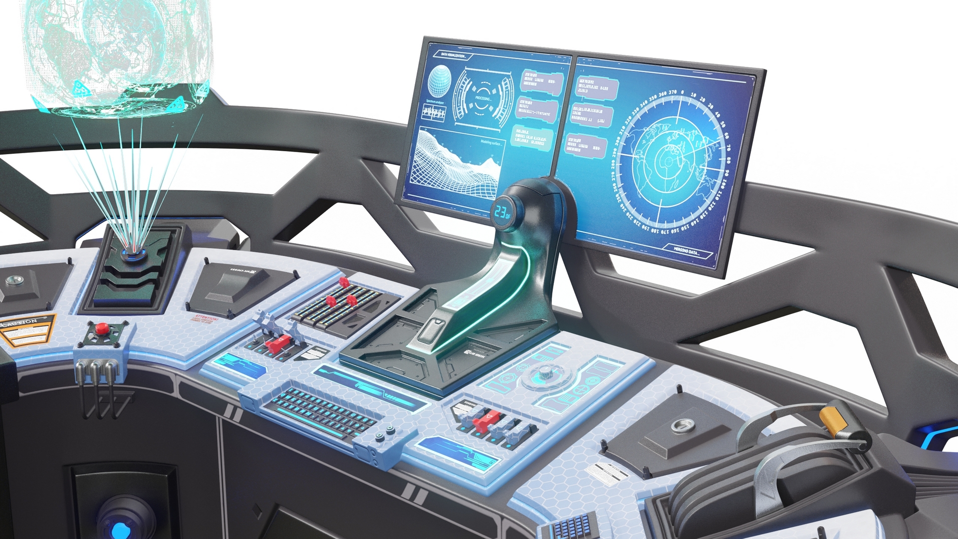 3D Futuristic Control Panel with Operator model