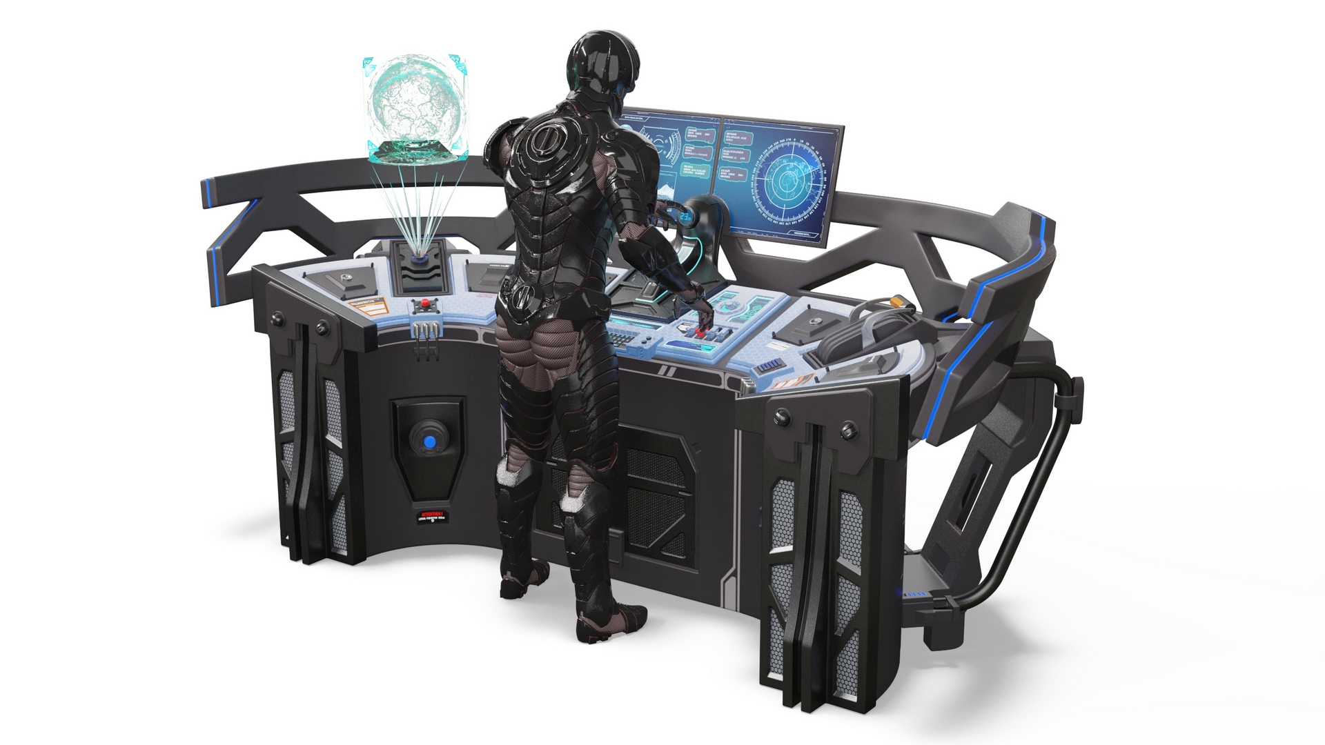 3D Futuristic Control Panel with Operator model