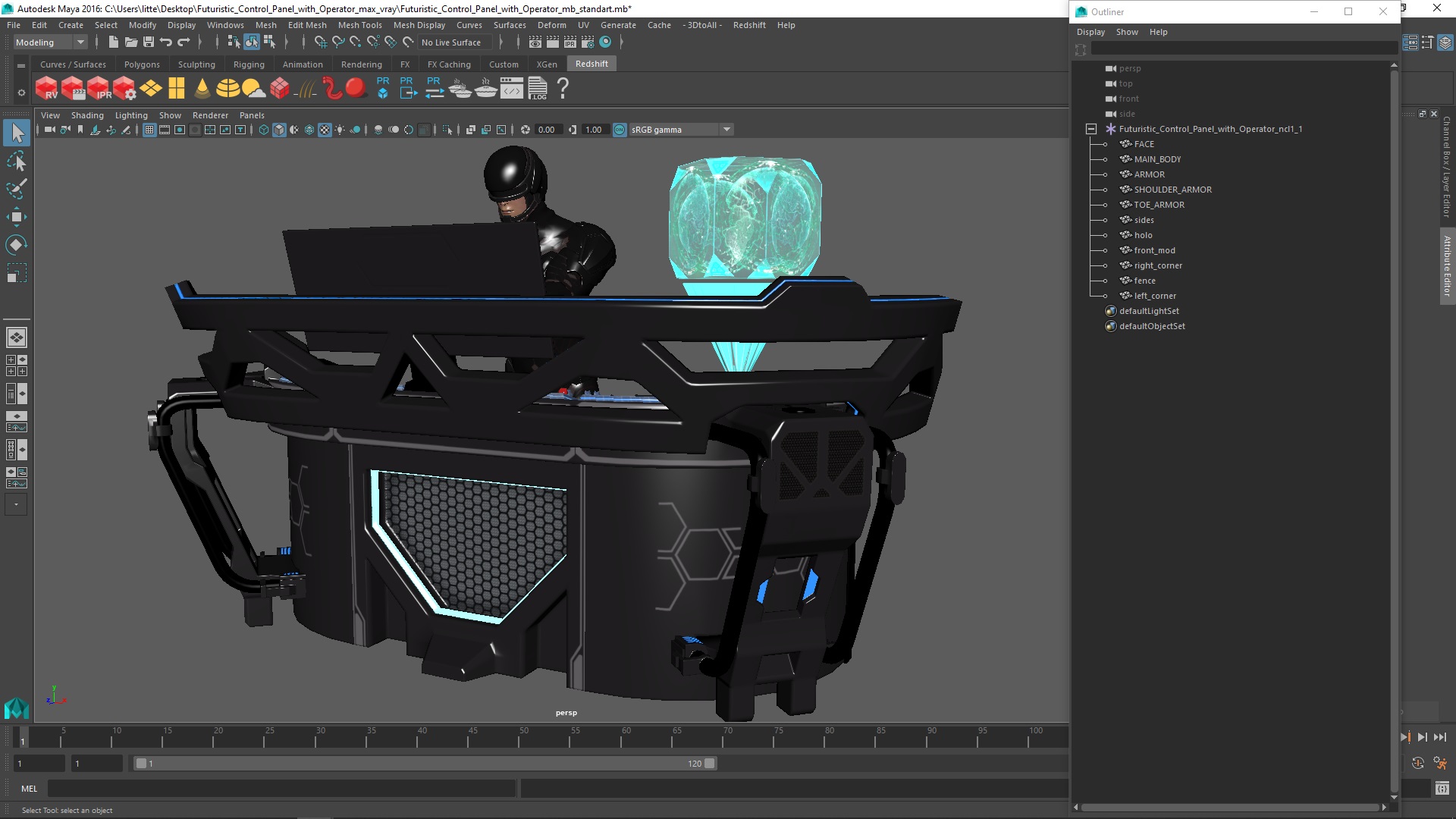 3D Futuristic Control Panel with Operator model