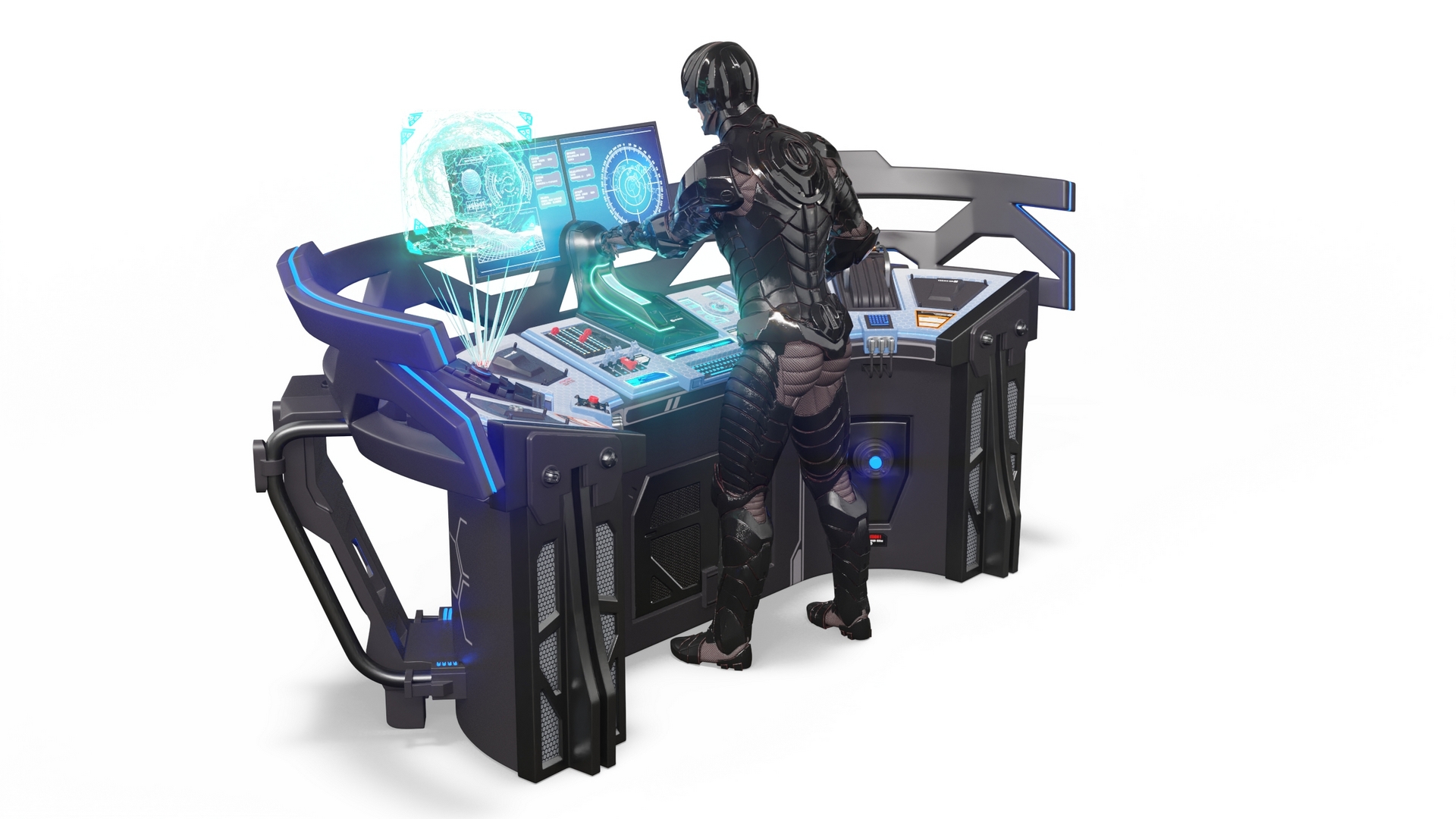 3D Futuristic Control Panel with Operator model