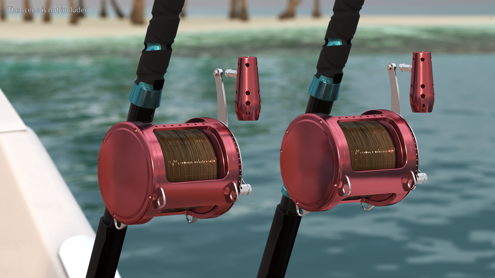 Chair for Fishing with Rods on the Boat 3D model