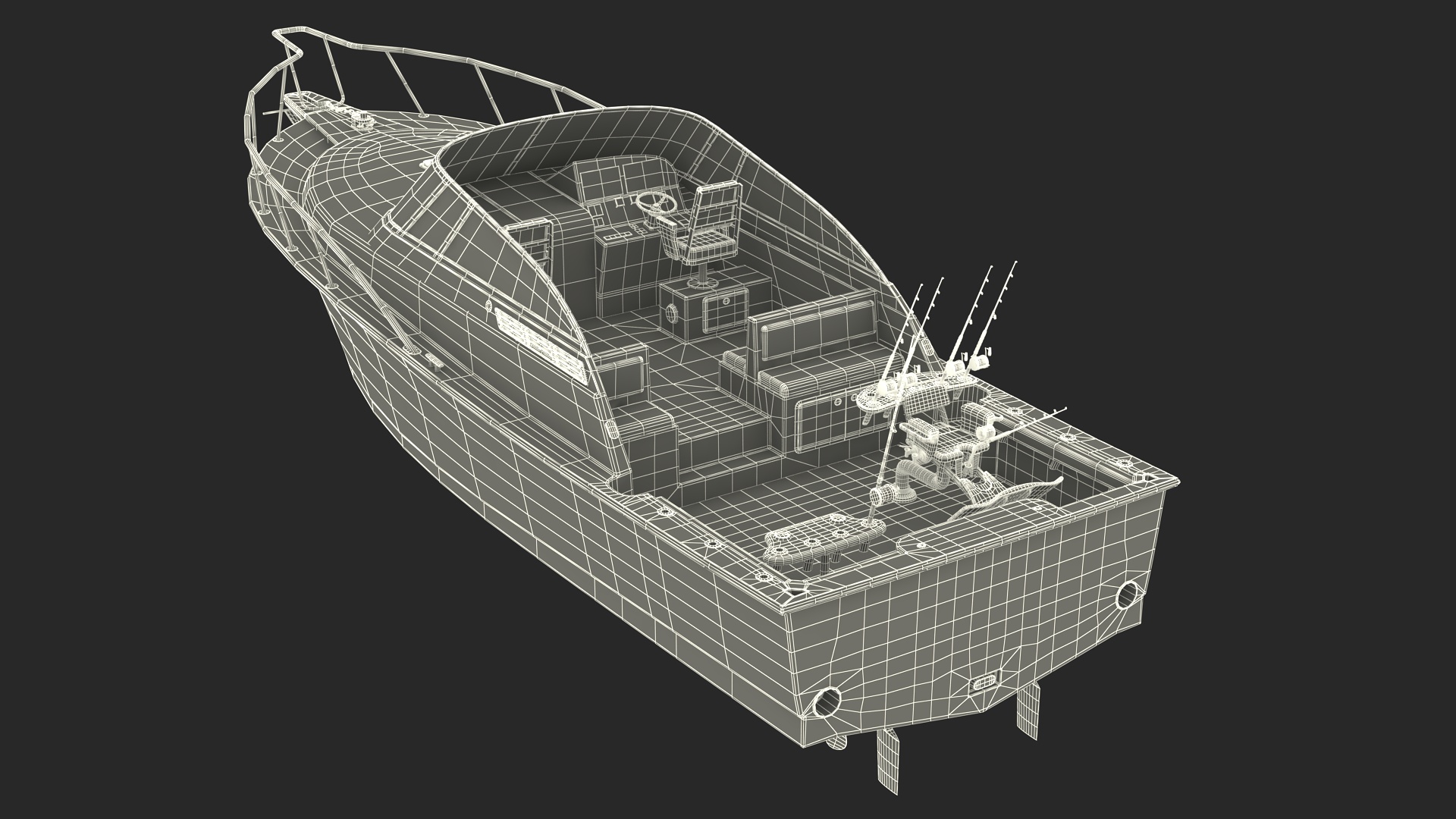 Chair for Fishing with Rods on the Boat 3D model