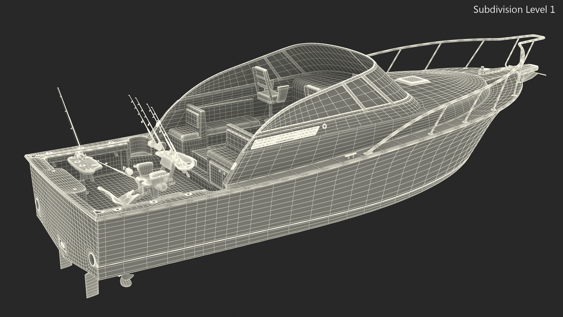 Chair for Fishing with Rods on the Boat 3D model