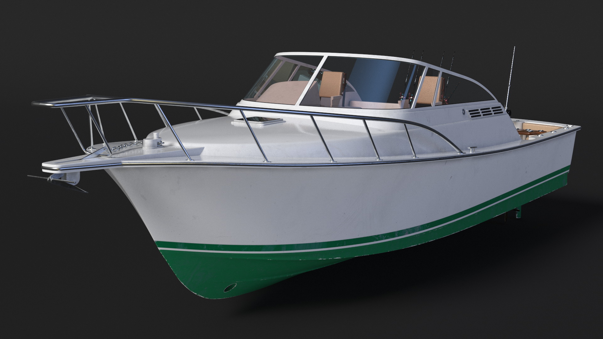 Chair for Fishing with Rods on the Boat 3D model