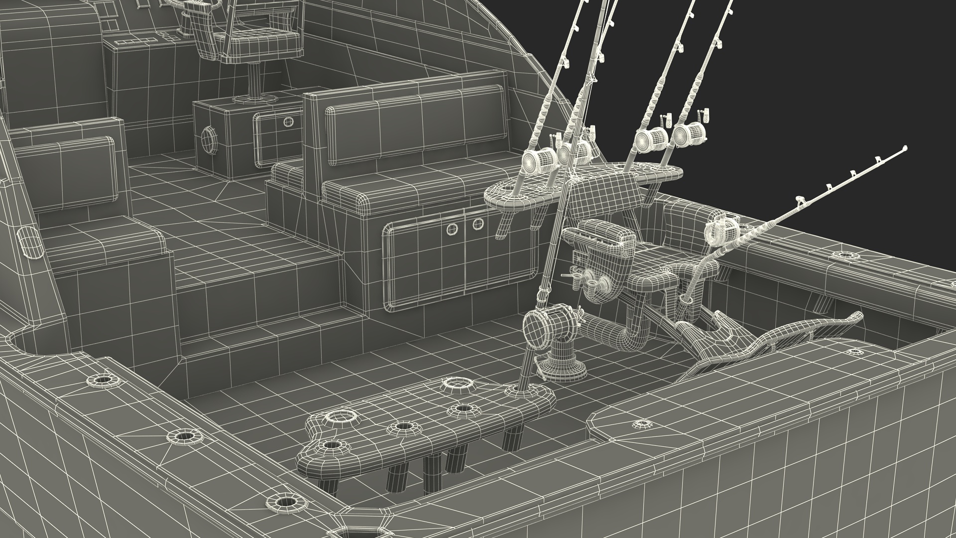 Chair for Fishing with Rods on the Boat 3D model