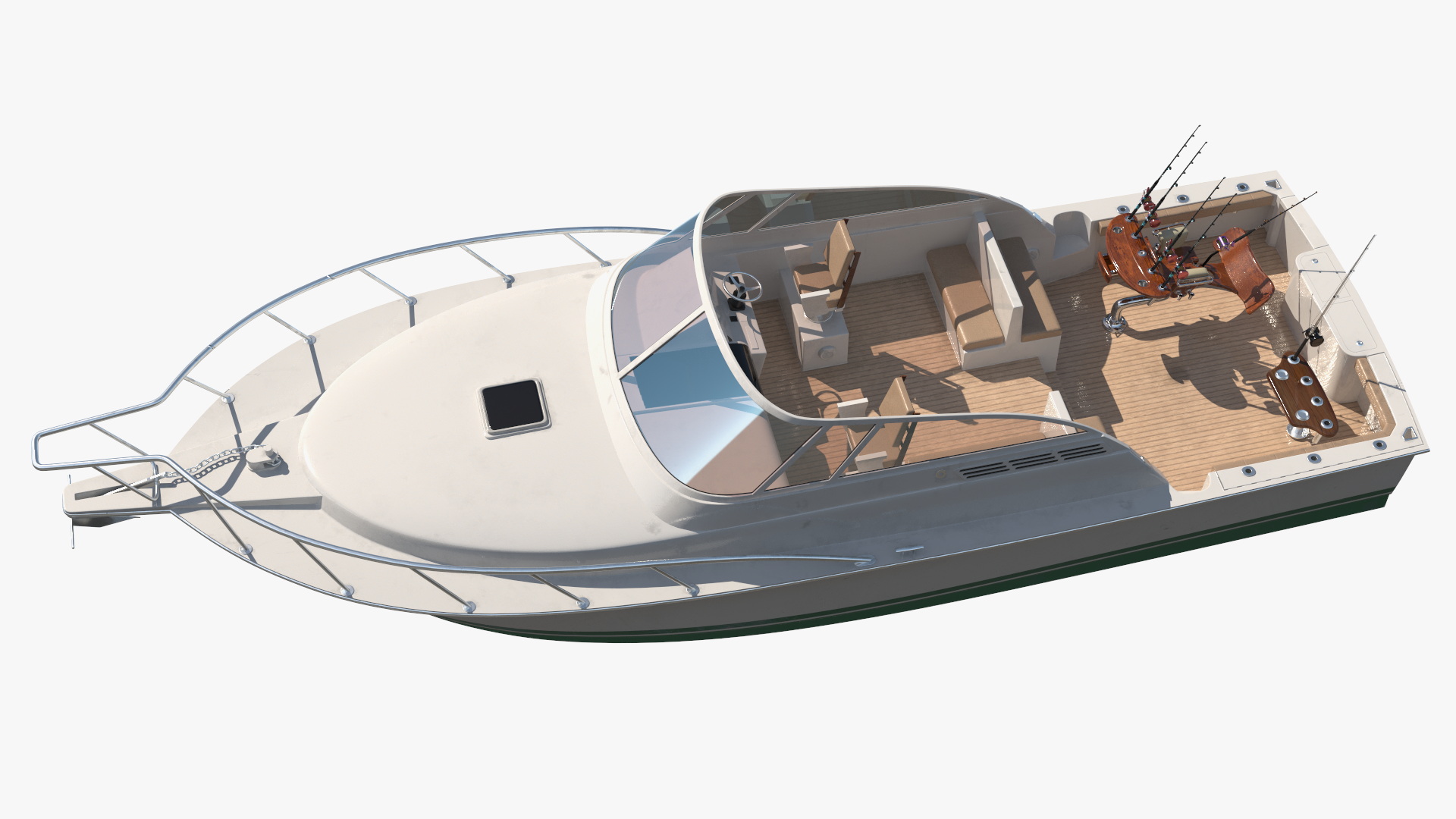 Chair for Fishing with Rods on the Boat 3D model