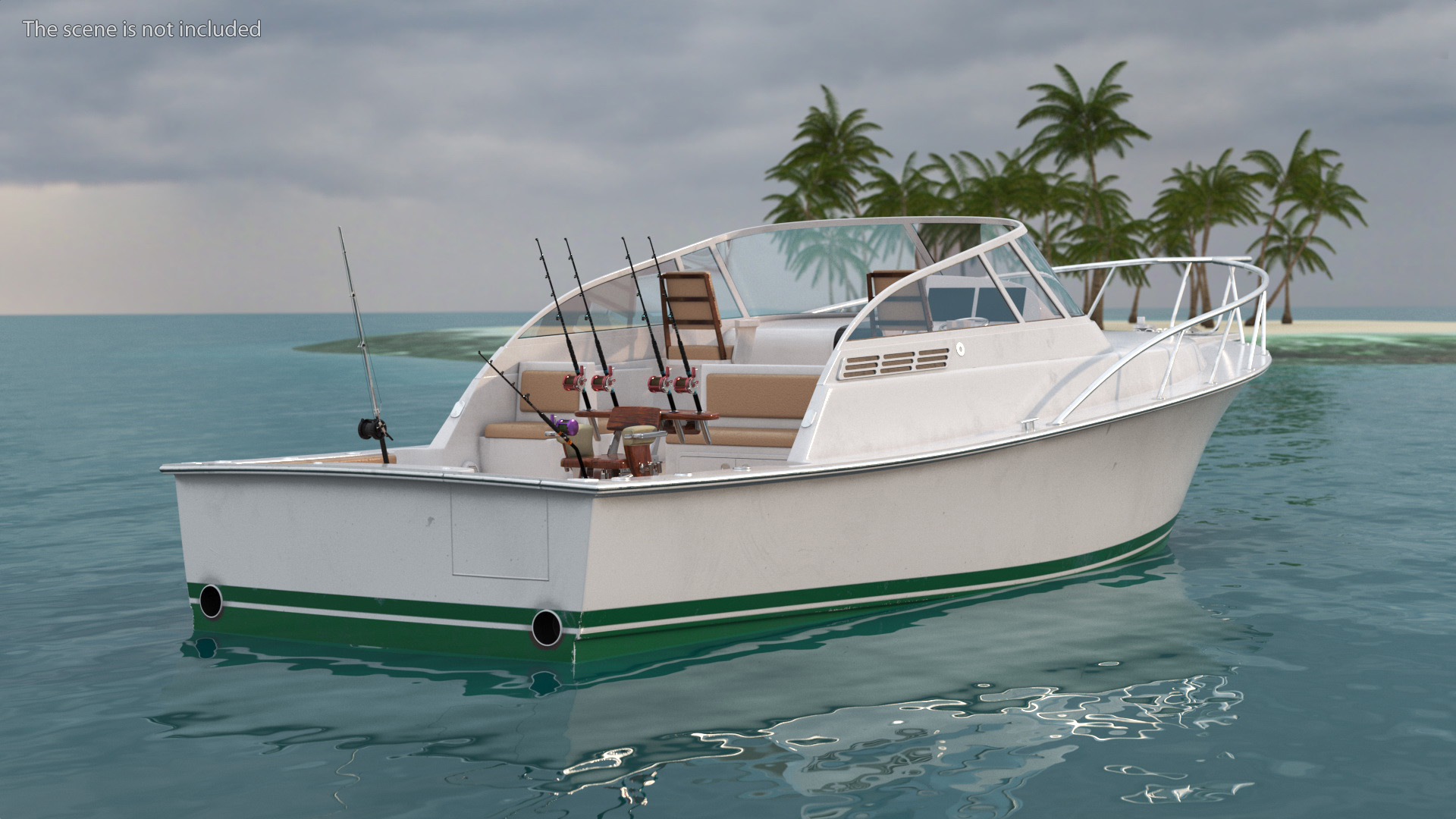 Chair for Fishing with Rods on the Boat 3D model