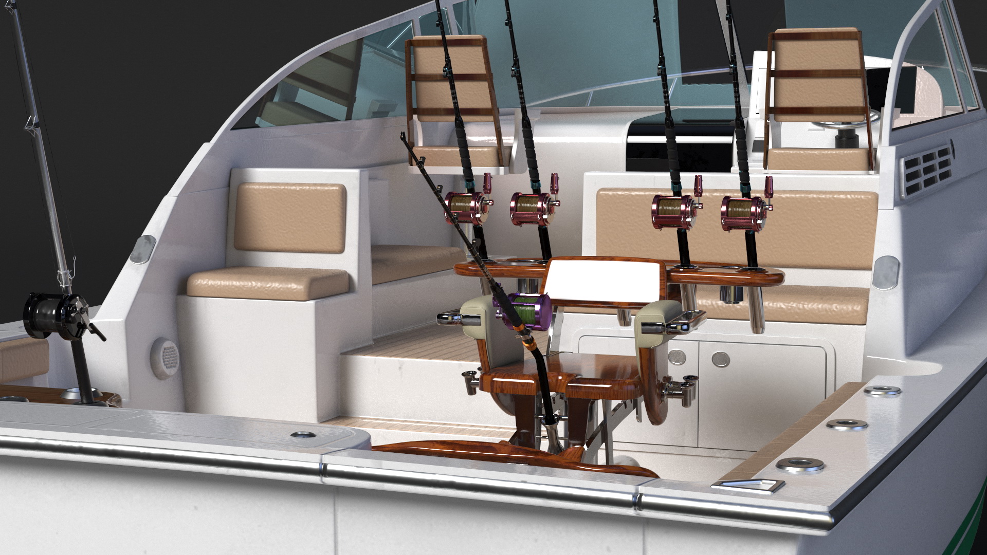 Chair for Fishing with Rods on the Boat 3D model