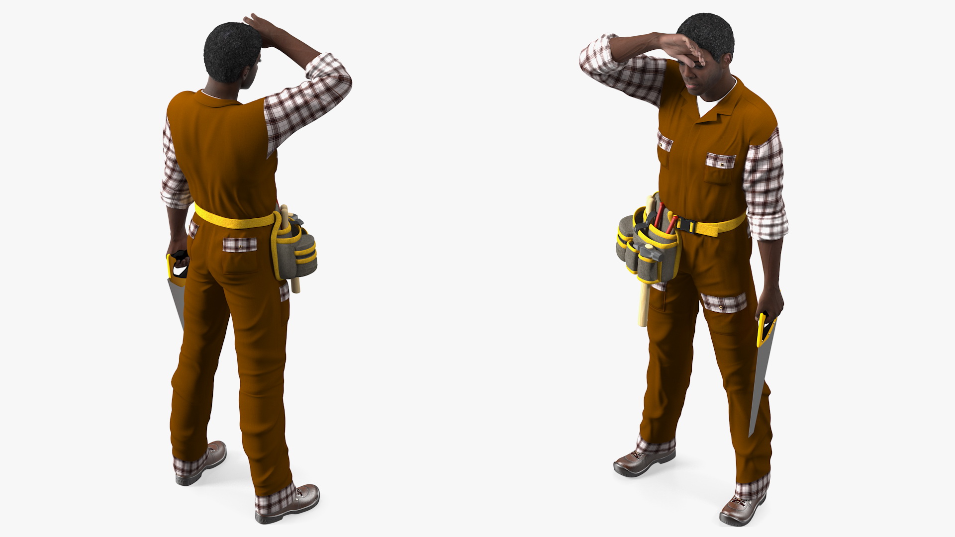 3D Afro American Carpenter model