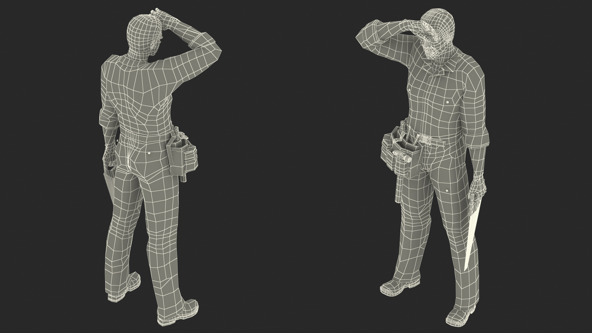 3D Afro American Carpenter model