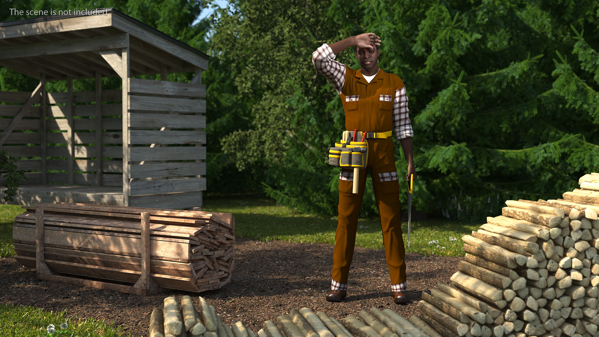 3D Afro American Carpenter model