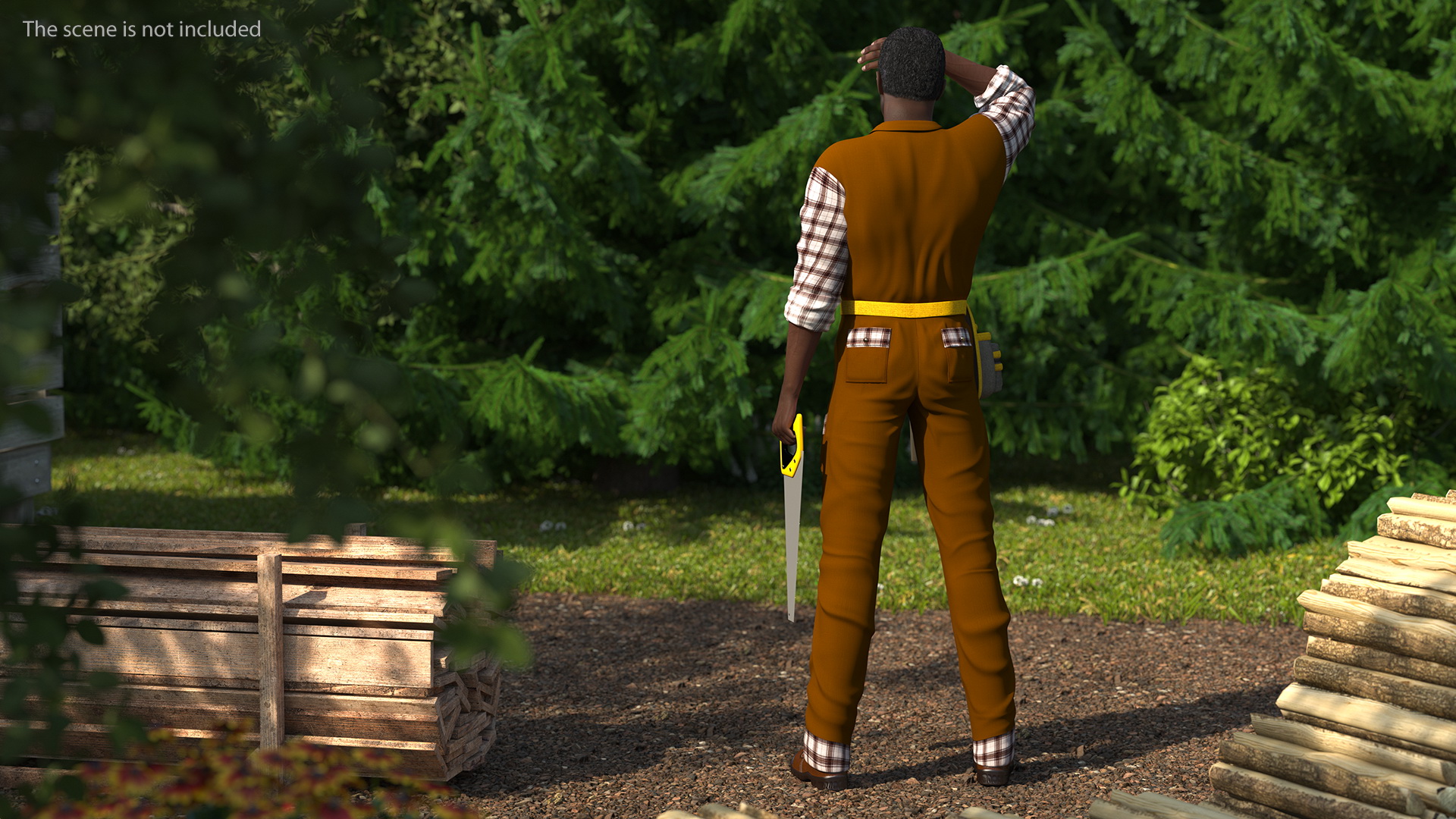 3D Afro American Carpenter model