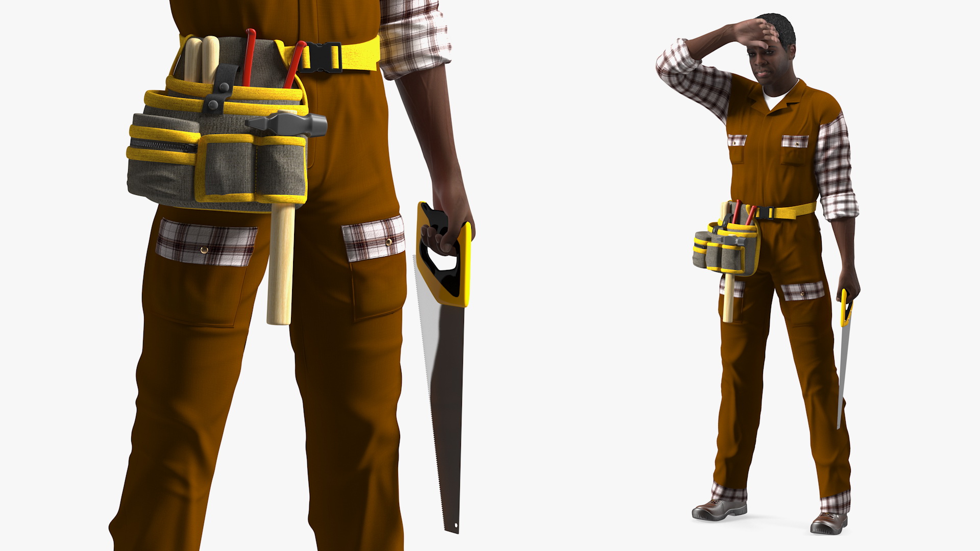 3D Afro American Carpenter model