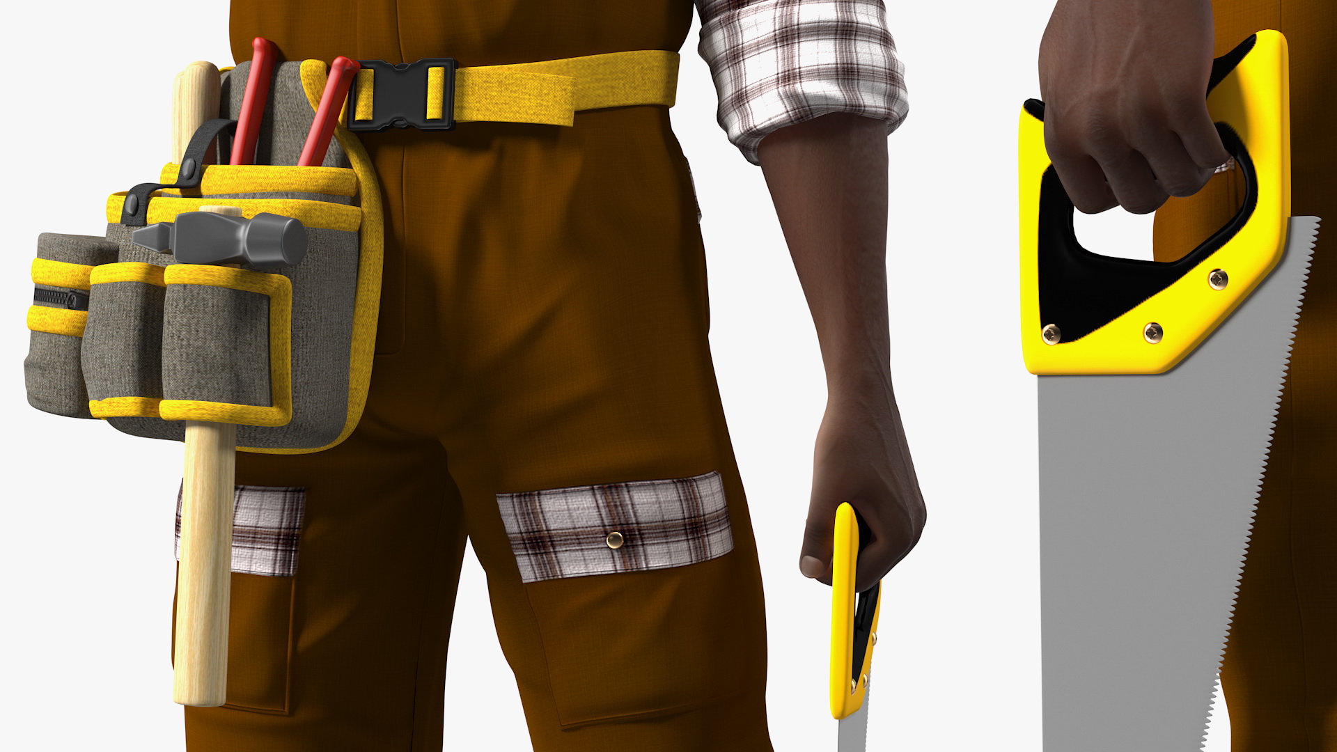 3D Afro American Carpenter model