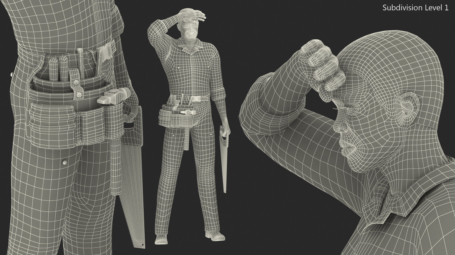 3D Afro American Carpenter model