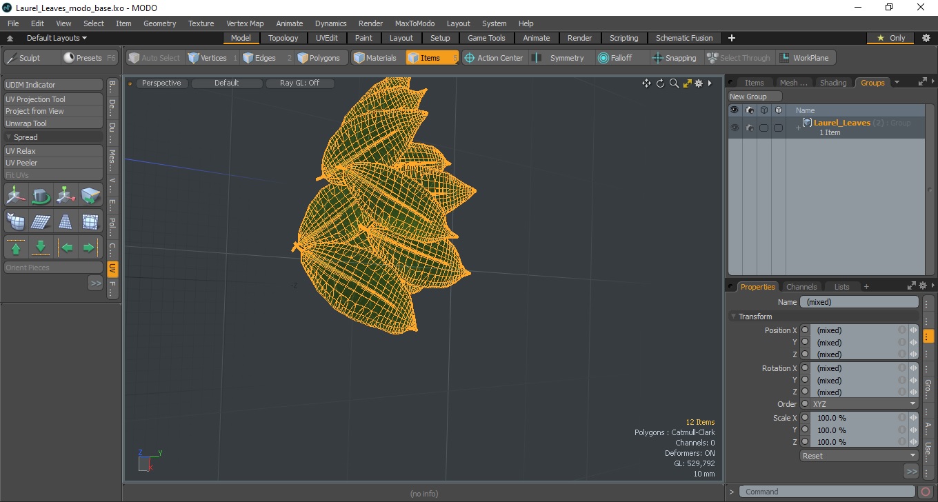 3D Laurel Leaves model