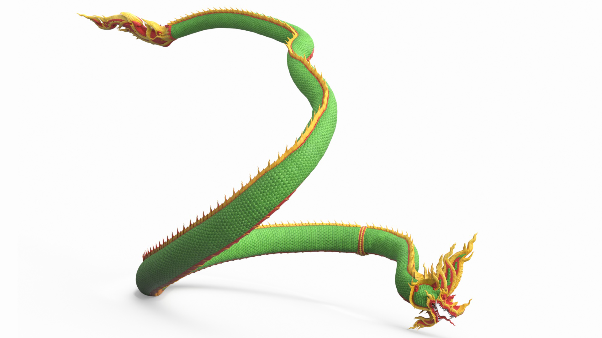Asian Naga Dragon Green Rigged for Maya 3D model